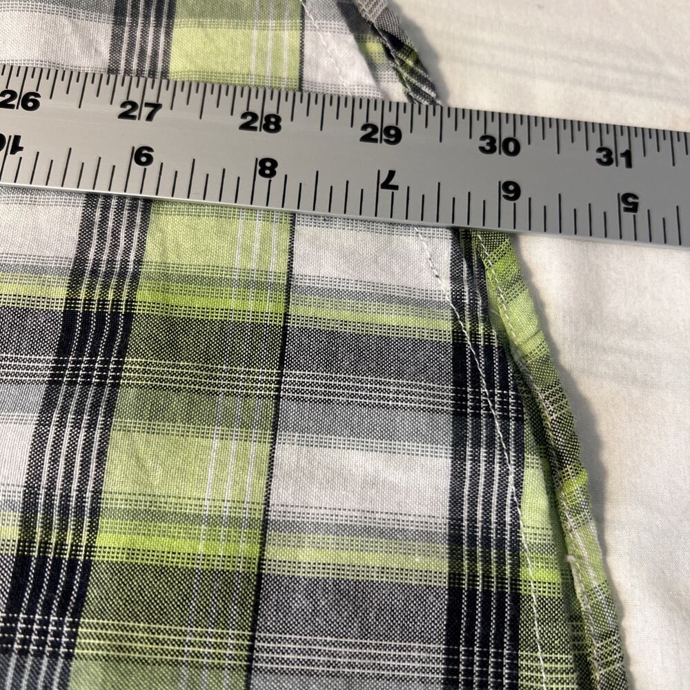 Sporty Plaid Short-Sleeve Dress Shirt - Lime/Gray - Picture 7 of 7